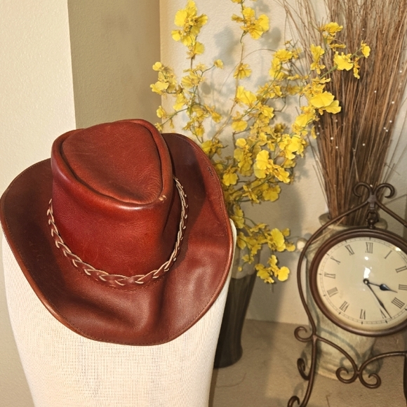 Genuine Leather Hat Handcrafted Size L - Picture 2 of 7